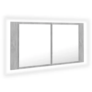 Badkamerkast met spiegel en LED 90x12x45 cm acryl betongrijs Badkamerkast met spiegel en LED 90x12x45 cm acryl betongrijs