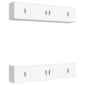 6-delige Tv-meubelset bewerkt hout wit 6-delige Tv-meubelset bewerkt hout wit