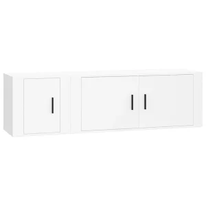 2-delige Tv-meubelset bewerkt hout wit 2-delige Tv-meubelset bewerkt hout wit
