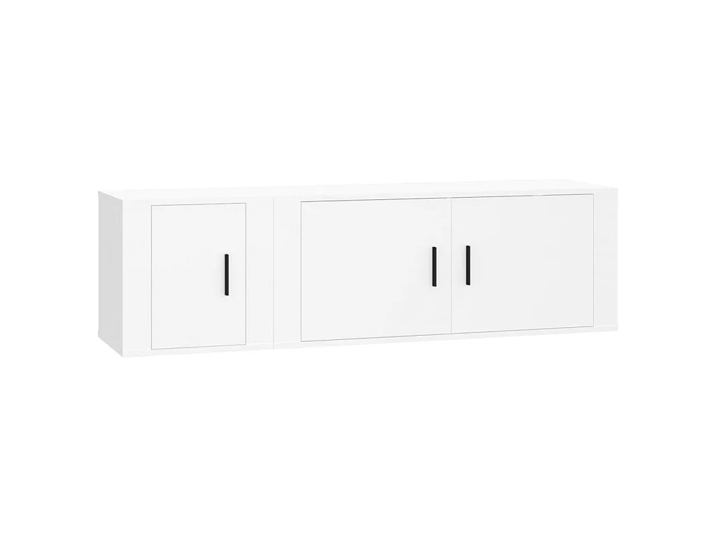 2-delige Tv-meubelset bewerkt hout wit