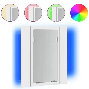 Badkamerkast met spiegel en LED 40x12x45 cm acryl wit Badkamerkast met spiegel en LED 40x12x45 cm acryl wit