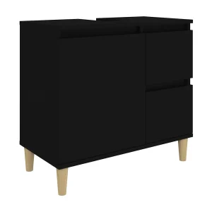 Badkamerkast 65x33x60 cm bewerkt hout zwart Badkamerkast 65x33x60 cm bewerkt hout zwart
