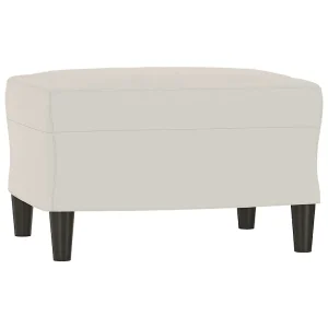 Bankje 70x35x41 cm fluweel crèmekleurig