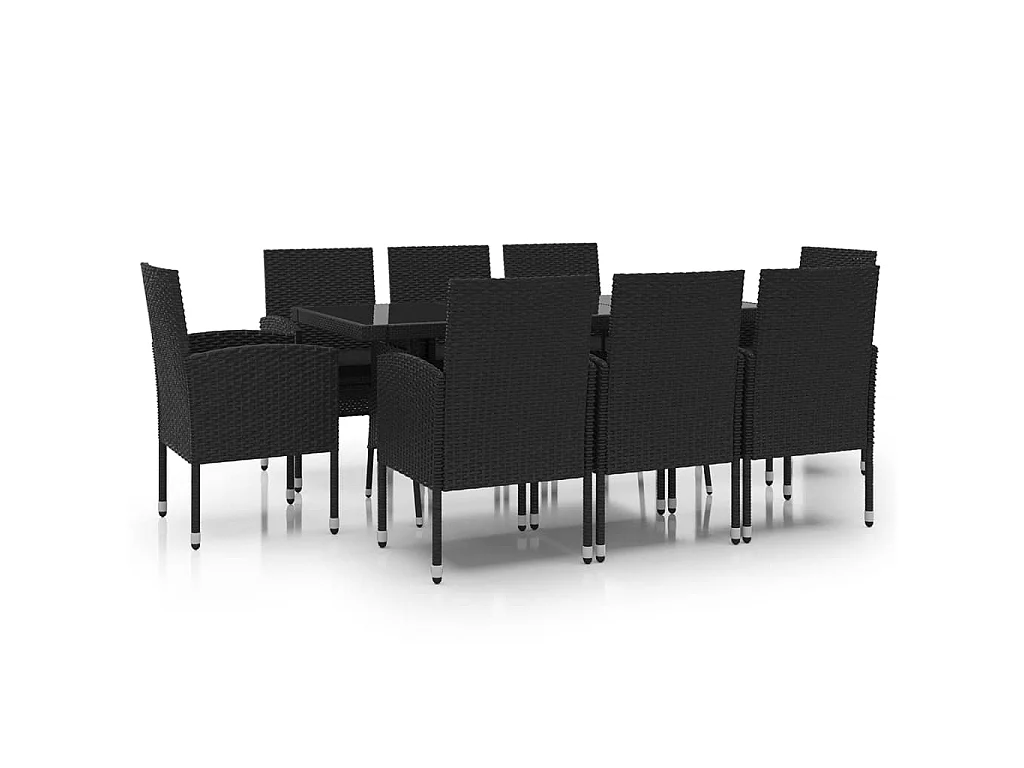 9-delige Tuinset poly rattan zwart