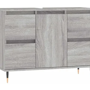 Badkamerkast 80x33x60 cm bewerkt hout grijs sonoma eikenkleurig Badkamerkast 80x33x60 cm bewerkt hout grijs sonoma eikenkleurig