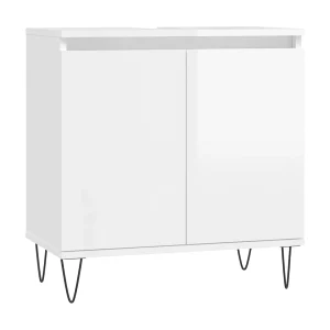 Badkamerkast 58x33x60 cm bewerkt hout hoogglans wit Badkamerkast 58x33x60 cm bewerkt hout hoogglans wit
