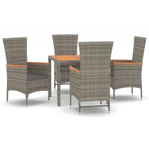 5-delige Tuinset met kussens poly rattan grijs 5-delige Tuinset met kussens poly rattan grijs