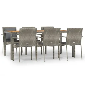 7-delige Tuinset met kussens poly rattan grijs 7-delige Tuinset met kussens poly rattan grijs