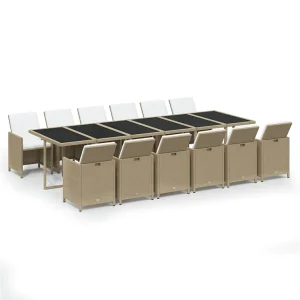 13-delige Tuinset met kussens poly rattan beige 13-delige Tuinset met kussens poly rattan beige