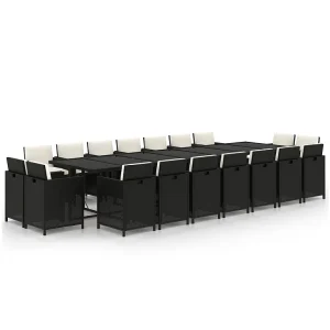 19-delige Tuinset met kussens poly rattan zwart 19-delige Tuinset met kussens poly rattan zwart