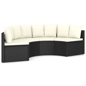 4-delige Loungeset met kussens poly rattan zwart 4-delige Loungeset met kussens poly rattan zwart