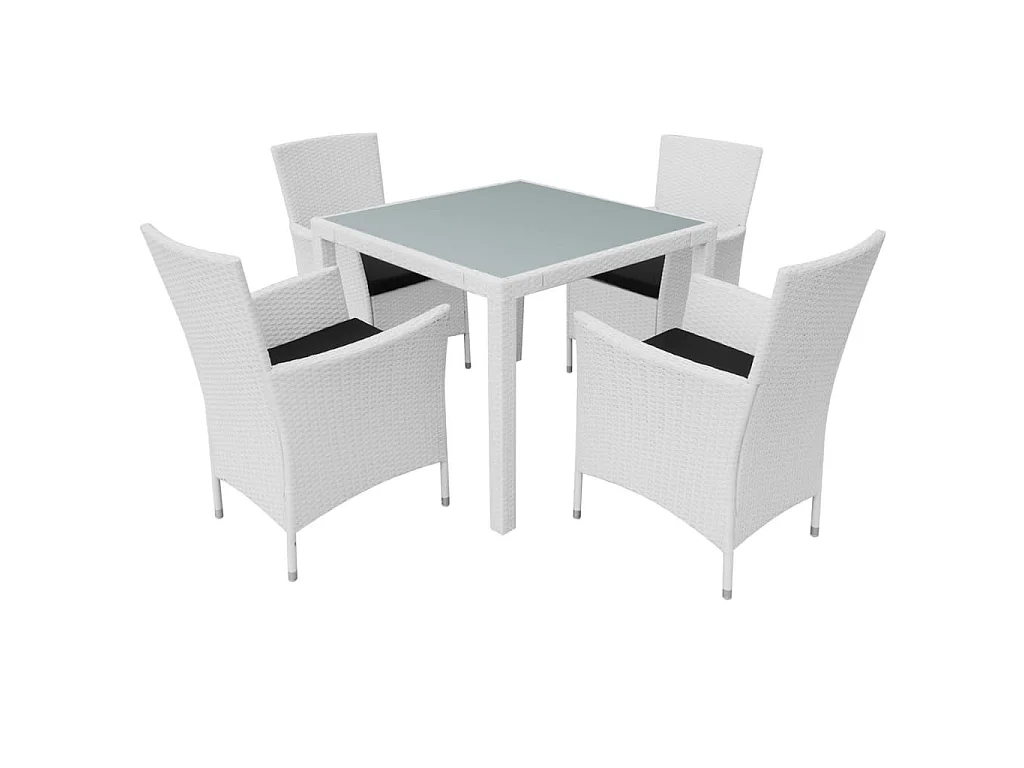 5-delige Tuinset poly rattan crèmewit