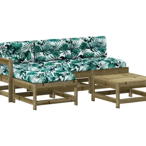 5-delige Loungeset met kussens geïmpregneerd grenenhout 5-delige Loungeset met kussens geïmpregneerd grenenhout