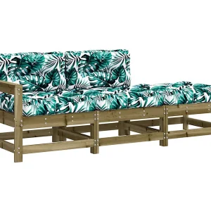 3-delige Loungeset met kussens geïmpregneerd grenenhout 3-delige Loungeset met kussens geïmpregneerd grenenhout