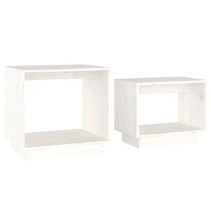 2-delige Salontafelset massief grenenhout wit 2-delige Salontafelset massief grenenhout wit