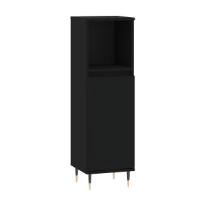 Badkamerkast 30x30x100 cm bewerkt hout zwart