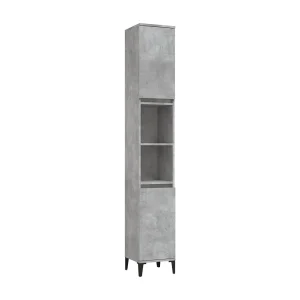 Badkamerkast 30x30x190 cm bewerkt hout betongrijs