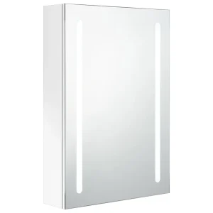 Badkamerkast met spiegel en LED 50x13x70 cm glanzend wit