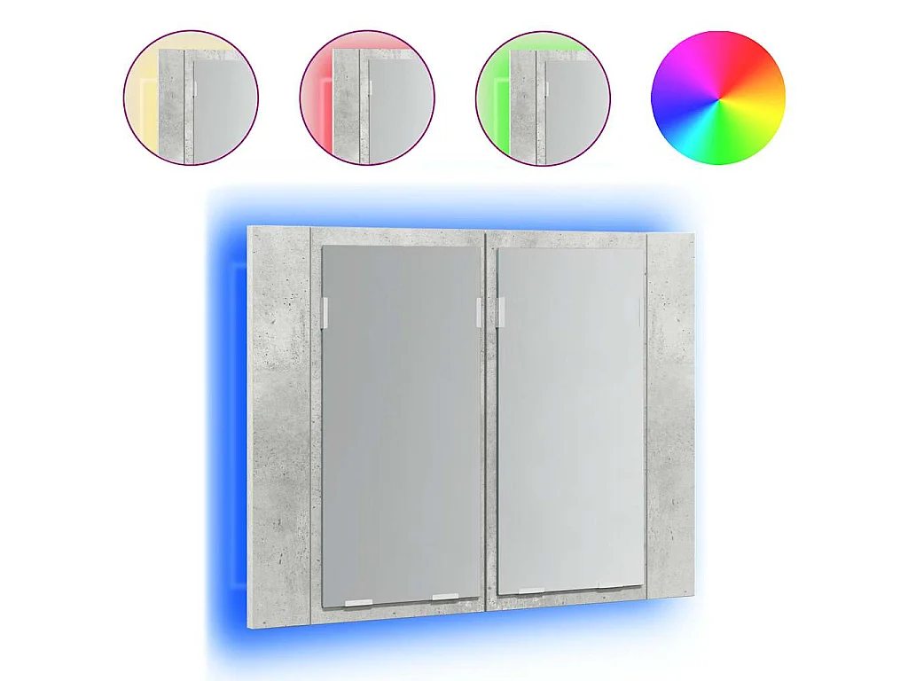 Badkamerkast met spiegel en LED 60x12x45 cm acryl betongrijs
