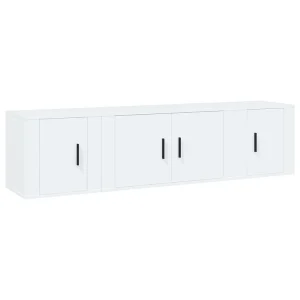 3-delige Tv-meubelset bewerkt hout wit 3-delige Tv-meubelset bewerkt hout wit