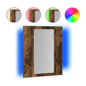 Badkamerspiegelkast LED 40x12x45 cm bewerkt hout gerookt eiken