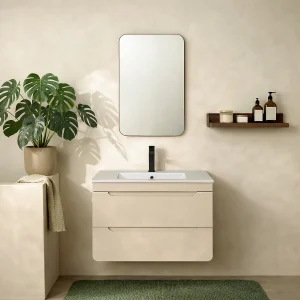 Zwevende onderkast voor wastafel kleur beige, 80 cm, ARUBA Zwevende onderkast voor wastafel kleur beige, 80 cm, ARUBA