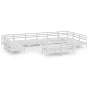 12-delige Loungeset massief grenenhout wit 12-delige Loungeset massief grenenhout wit