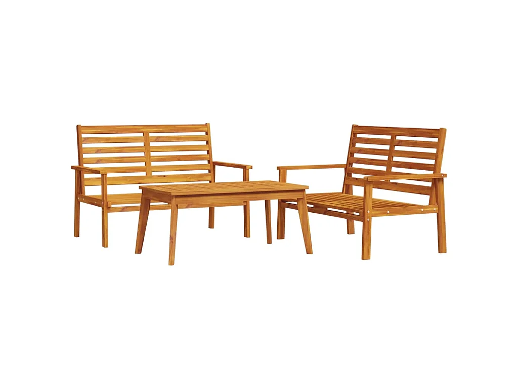 3-delige Loungeset massief acaciahout