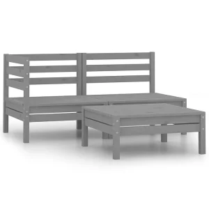 3-delige Loungeset massief grenenhout grijs 3-delige Loungeset massief grenenhout grijs
