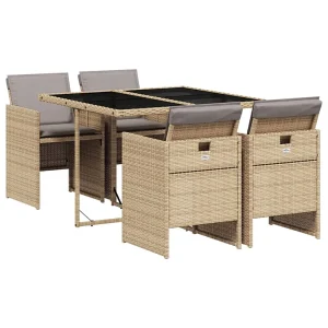 5-delige Tuinset met kussens poly rattan gemengd beige 5-delige Tuinset met kussens poly rattan gemengd beige