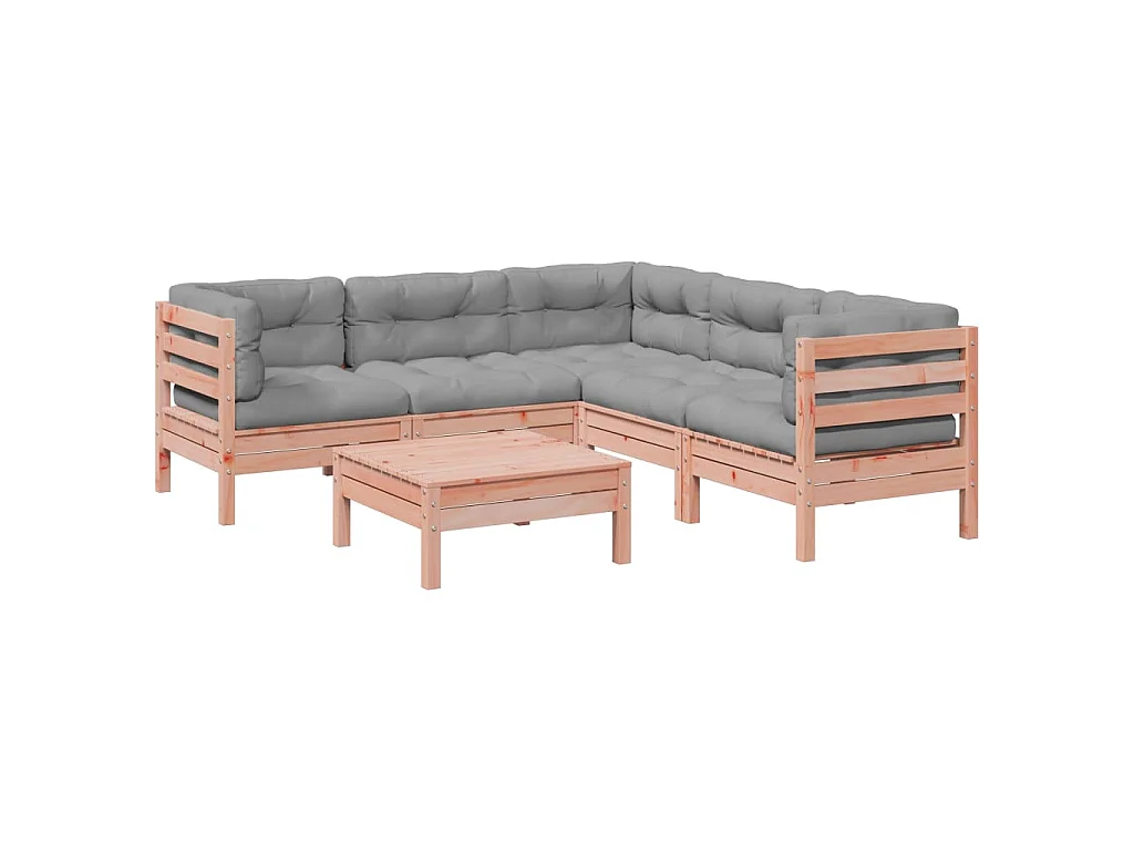 6-delige Loungeset met kussens massief douglas vurenhout