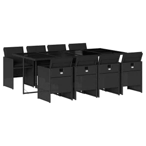 9-delige Tuinset poly rattan zwart