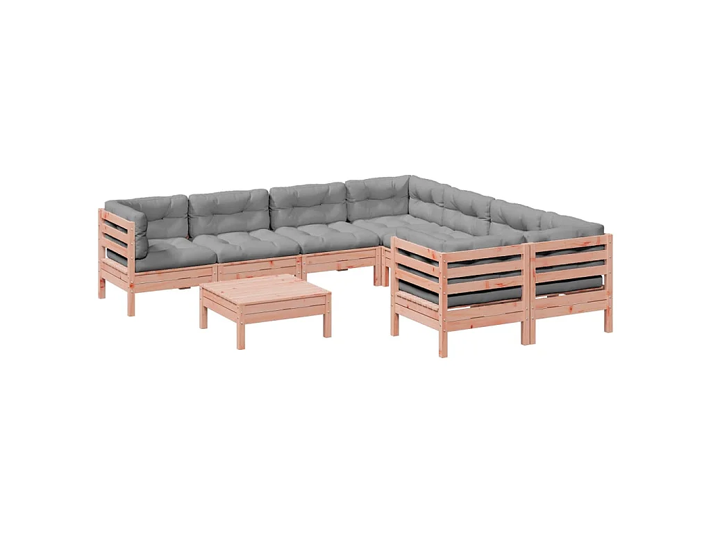 9-delige Loungeset met kussens massief douglas vurenhout