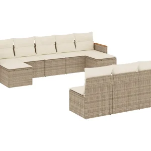 10-delige Loungeset met kussens poly rattan beige 10-delige Loungeset met kussens poly rattan beige