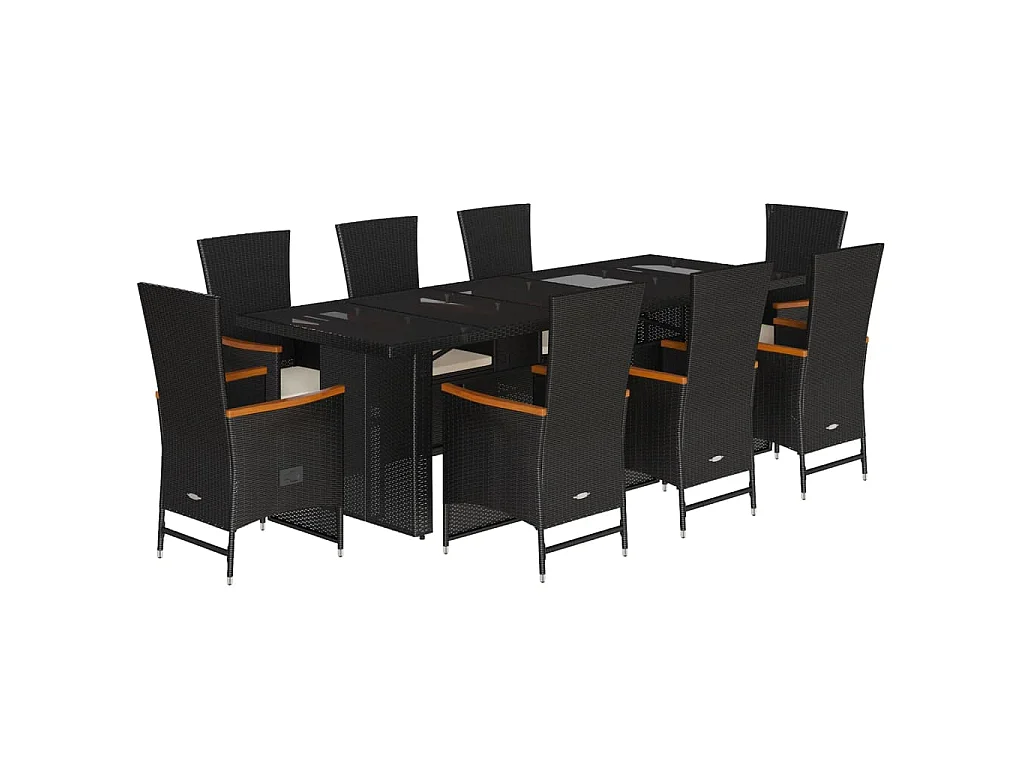 9-delige Tuinset poly rattan zwart