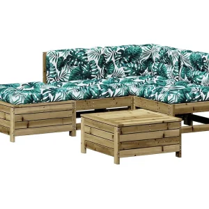 5-delige Loungeset met kussens geïmpregneerd grenenhout 5-delige Loungeset met kussens geïmpregneerd grenenhout