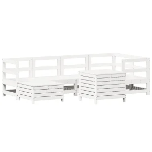 7-delige Loungeset massief grenenhout wit 7-delige Loungeset massief grenenhout wit