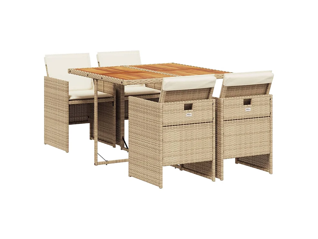5-delige Tuinset met kussens poly rattan beige