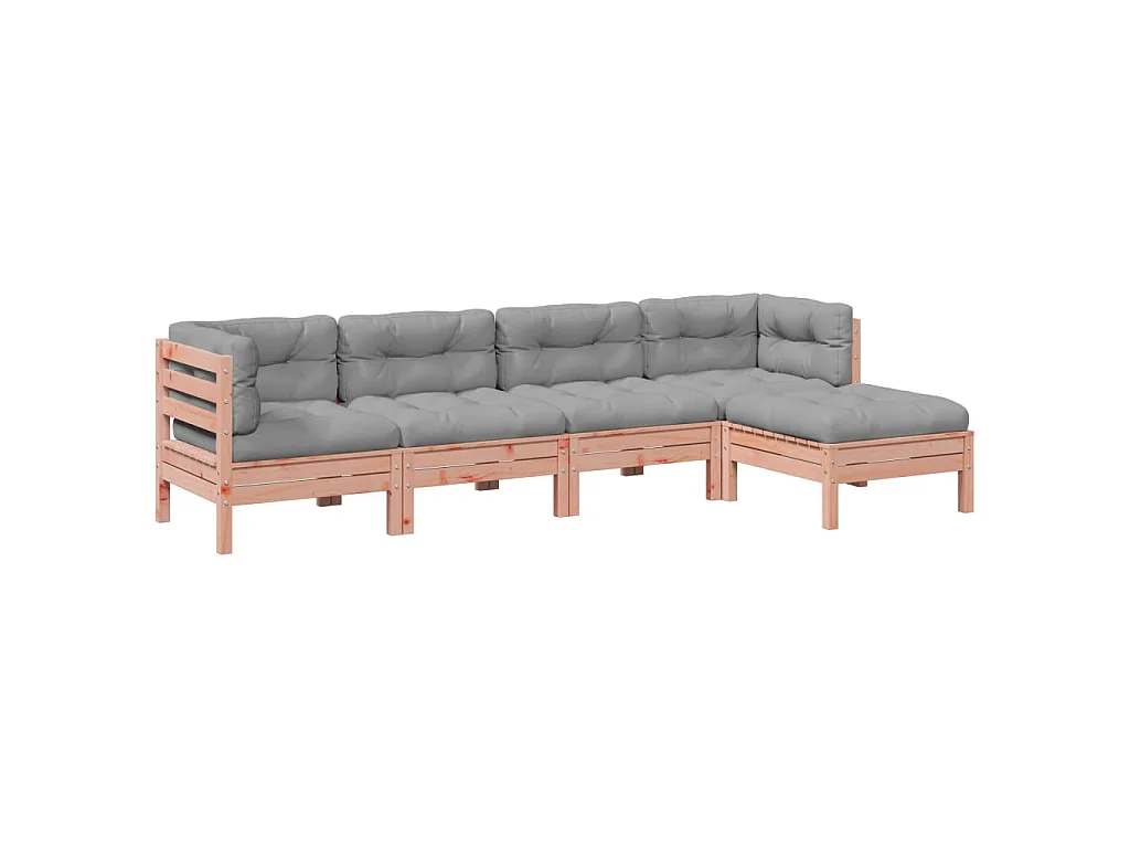 5-delige Loungeset met kussens massief douglas vurenhout
