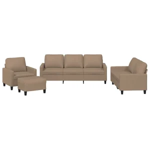 4-delige Loungeset met kussens kunstleer cappuccino 4-delige Loungeset met kussens kunstleer cappuccino