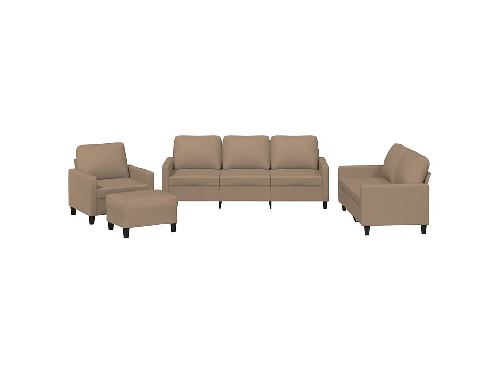 4-delige Loungeset met kussens kunstleer cappuccino