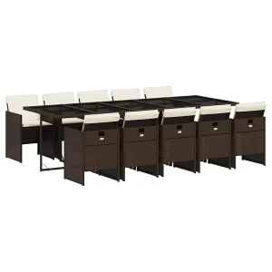 11-delige Tuinset met kussens poly rattan bruin 11-delige Tuinset met kussens poly rattan bruin
