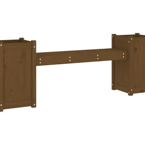 Bankje met plantenbakken 180x36x63 cm grenenhout honingbruin Bankje met plantenbakken 180x36x63 cm grenenhout honingbruin