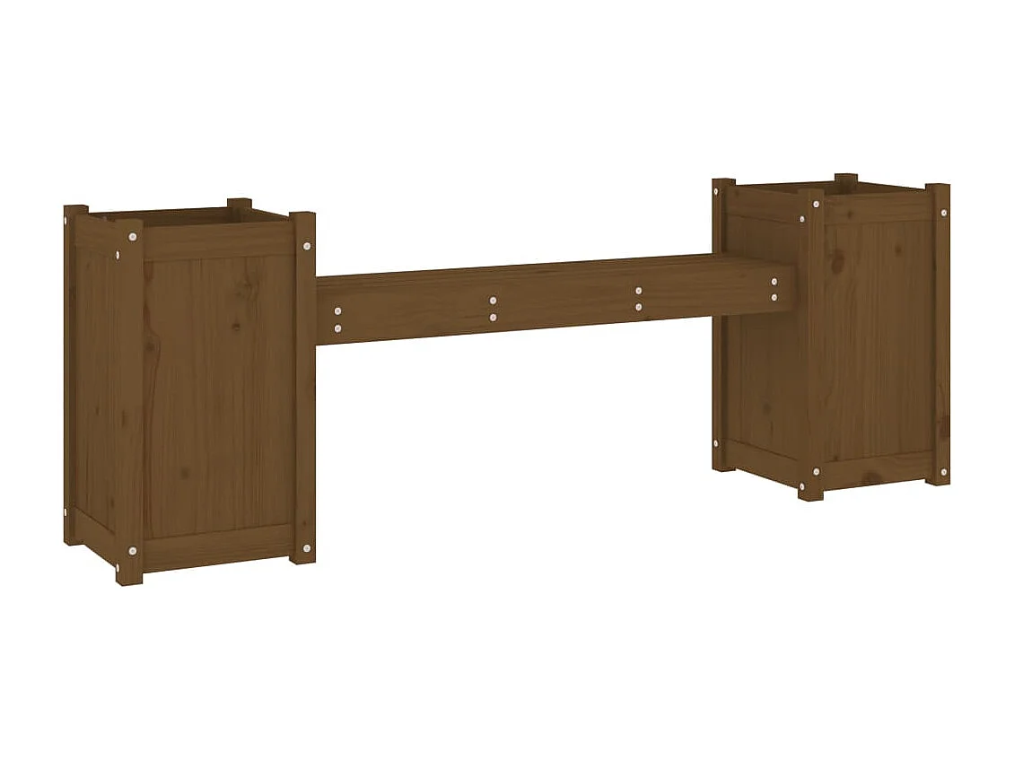 Bankje met plantenbakken 180x36x63 cm grenenhout honingbruin