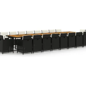 21-delige Tuinset met kussens poly rattan zwart