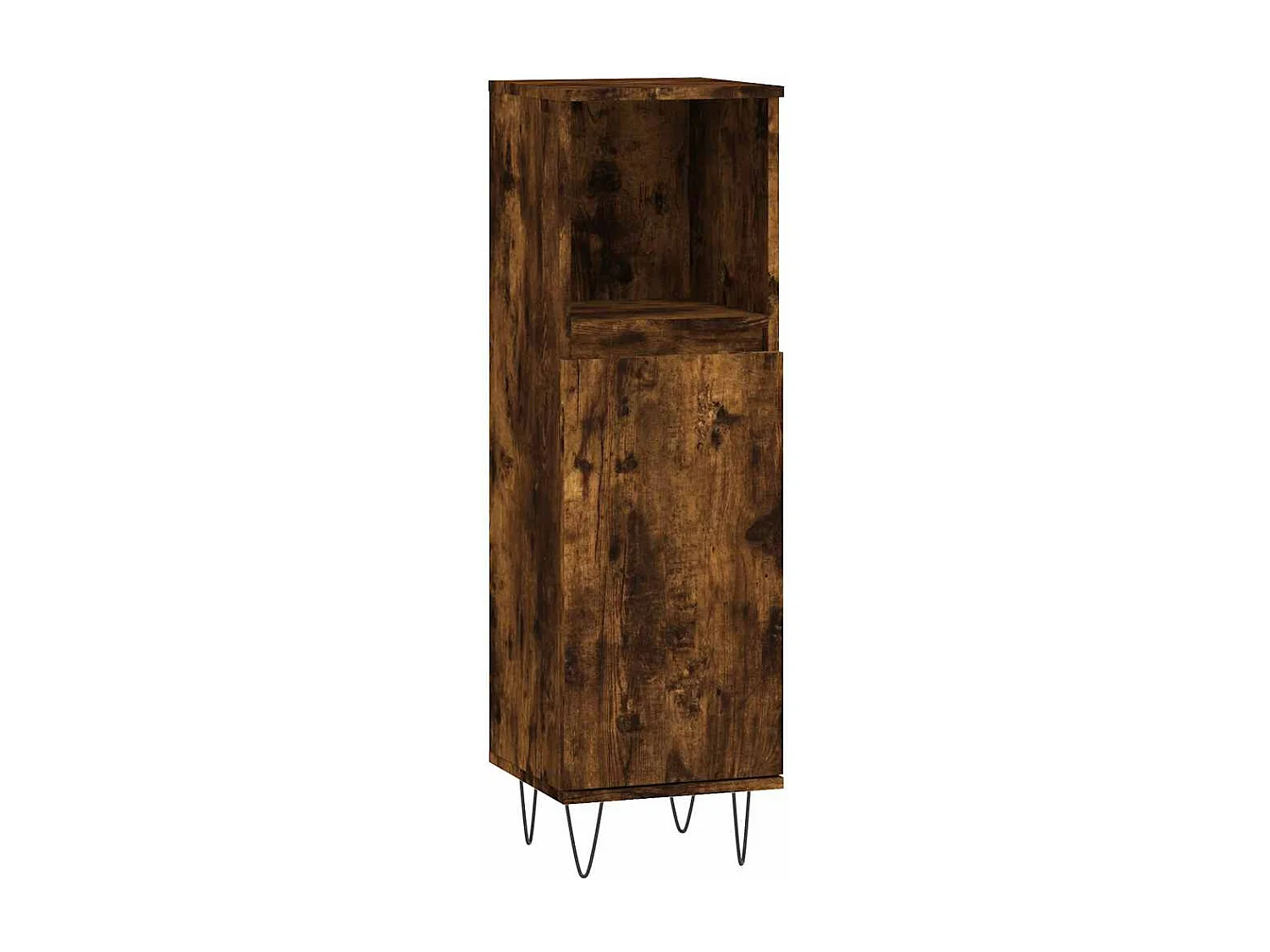 Badkamerkast 30x30x100 cm bewerkt hout gerookt eikenkleurig