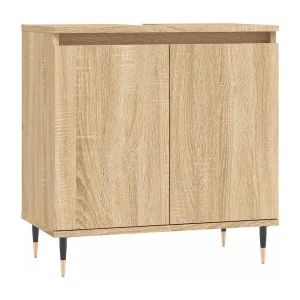 Badkamerkast 58x33x60 cm bewerkt hout sonoma eikenkleurig