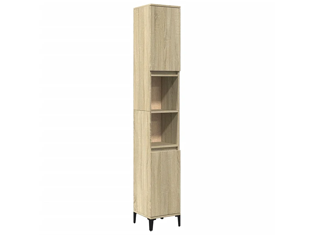 Badkamerkast 30x30x190 cm bewerkt hout sonoma eikenkleurig