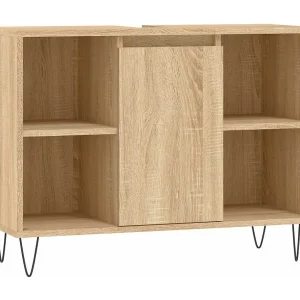 Badkamerkast 80x33x60 cm bewerkt hout sonoma eikenkleurig Badkamerkast 80x33x60 cm bewerkt hout sonoma eikenkleurig