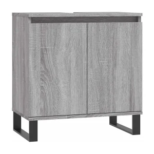 Badkamerkast 58x33x60 cm bewerkt hout grijs sonoma eikenkleurig Badkamerkast 58x33x60 cm bewerkt hout grijs sonoma eikenkleurig